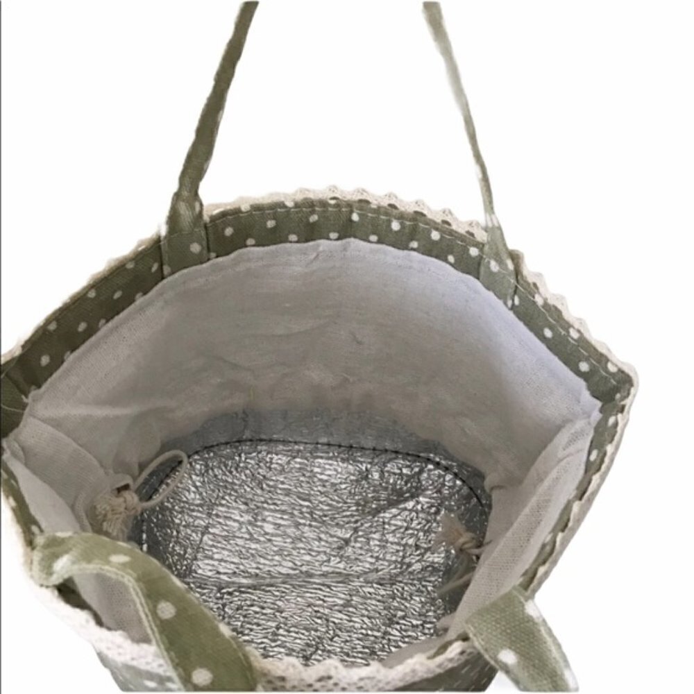 Mini Handmade Collapsible Green Bucket Bag - Picture 7 of 9